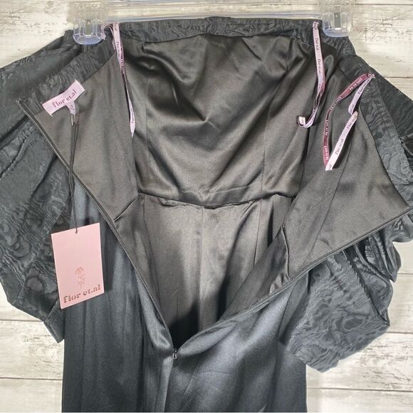 Flor Et Al Jumpsuit Off Shoulder Taffeta Polyester Formal Black Tie 4 NWT $695 - Picture 8 of 14